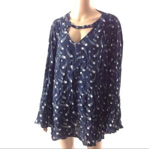 Lane Bryant Women Top Size 22 Navy Blue Longsleeve